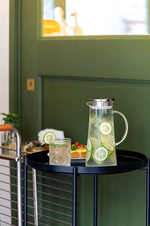 Load image into Gallery viewer, SUSTEAS 1.5 Liter 51oz Glass Pitcher with Lid, Easy Clean Heat Resistant Glass Water Carafe with Handle for Hot/Cold Beverages - Water, Cold Brew, Iced Tea &amp; Juice, With 1 Long-Handled Brush Included