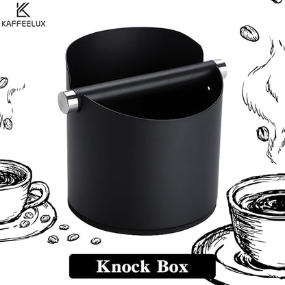 Italian Espresso Knock Box, Stainless Steel, with Detachable Tapping Rod and Anti Slip Rubber Base (Black, 800ml)