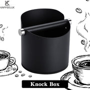 Italian Espresso Knock Box, Stainless Steel, with Detachable Tapping Rod and Anti Slip Rubber Base (Black, 800ml)