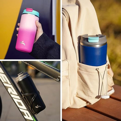 Tumbler with Lid, 16 oz Travel Coffee Mug Double Wall Vacuum Stainless Steel Thermal Metal Cup Insulated Water Bottle,Macaron Green