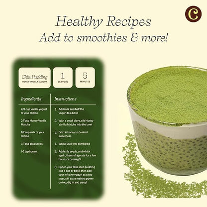 Clevr Blends Organic Matcha Green Tea Latte, Instant Ceremonial Grade, Superfood Powder Blend with Oat Milk, Lions Mane, Reishi Mushroom, Coconut Cream, Ashwagandha, Serve Hot or Iced, (14 Lattes)