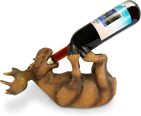 Rivers Edge Products 750ml Wine Bottle Holder - Hand-Painted Poly Resin Animal Kitchen Decor - Unique, Rustic Home Decor for Countertop and Bar - Wine Accessories for Wine Lovers