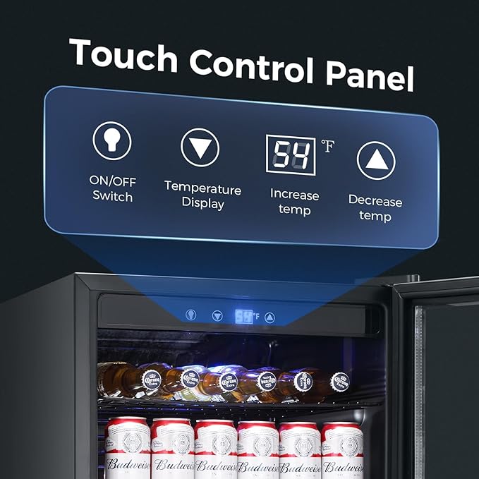 Kismile 4.5 Cu.ft Beverage Refrigerator and Cooler, 145 Can Mini Fridge Glass Door,Digital Temperature Display for Soda, Beer or Wine, Small Drink Dispenser Cooler for Home, Office or Bar(Silver)