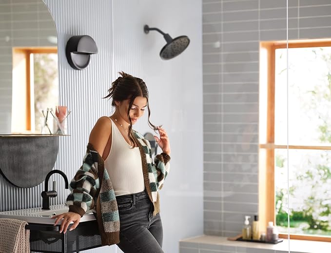 Moen Verso Matte Black Adjustable 9" Diameter Eco-Performance 1.75gpm Spray Head Rainshower, 220R3EPBL