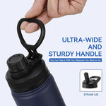 Load image into Gallery viewer, DOMICARE 16 oz Kids Water Bottle for School Stainless Steel Double Wall Vacuum Insulated Water Bottle with Straw lids &amp; Spout Lid, Leakproof BPA Free (Navy,8)