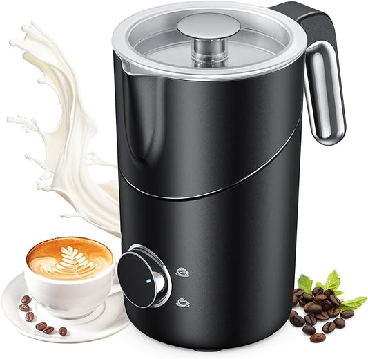 Milk Frother and Steamer, 8-in-1 Electric Milk Frother for Coffee, 13.5oz/400mL Large Capacity Automatic Warm and Cold Foam Maker, Hot Chocolate Maker Coffee Frother, Black