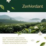 Load image into Gallery viewer, ZenVerdant Premium Jasmine Green Tea Loose Leaf | 7x Scented, Low Caffeine, High Antioxidant | Cold Brew Ready, Smooth Taste, Natural Floral Notes