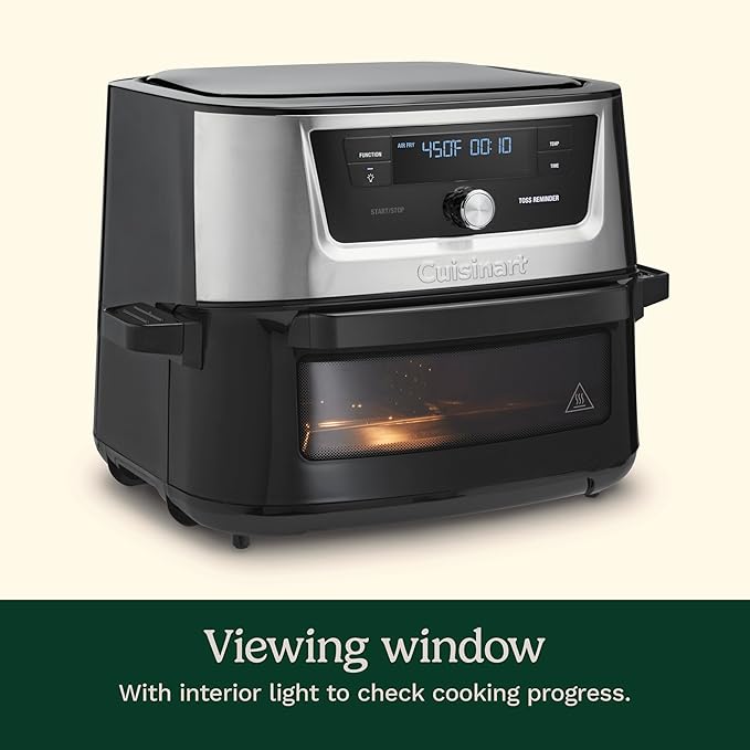 Cuisinart Air Fryer, 9-Quart Basket Stainless Steel Fryer Oven with 6 Presets to Roast, Bake, Broil, Air Fry, Dehydrate and Keep Warm, Dishwasher-Safe Parts, Quick & Easy Meals, AIRX-221, Black