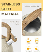 Load image into Gallery viewer, Tea Kettle Stovetop Teapot, 2.5 Quart Loud Whistle Food Grade Stainless Steel and Smooth Wood Pattern Handle, Sophisticated Look for Hiking, Picnic, for Tea, Coffee Milky White