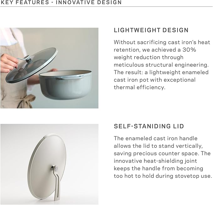 Vermicular Oven Pot 2.0 | Lightweight Enameled Cast Iron Pot | 18cm (2 Qt) | Non-Toxic | Induction-compatible | Dutch Oven | Made in Japan | Matte Linen Beige