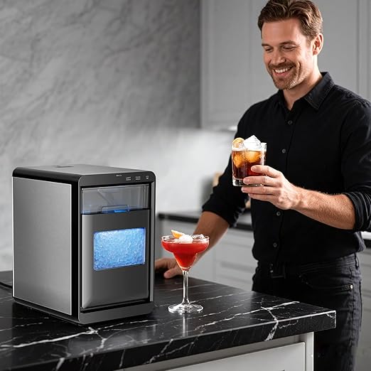 Antarctic Star Nugget Ice Maker Countertop - 44LB/Day, Self-Cleaning Portable Ice Machine with LED Display, 10-15 Minute Fast Ice Making for Home/Office/Bar
