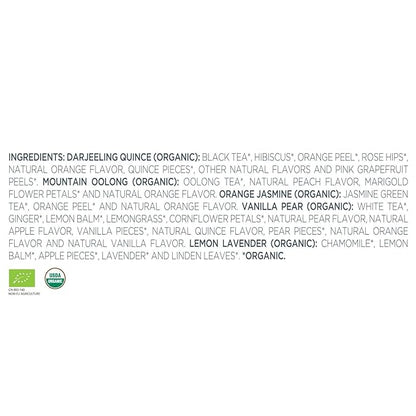 Tea Forte Lotus Petite Presentation Box Tea Gift Set Sampler, 10 Assorted Variety Handcrafted Pyramid Infuser Bags, Black, Green, Oolong, White, Herbal Blends