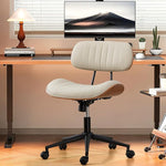 Load image into Gallery viewer, Home Office Chair with Wheels, Adjustable Height Desk Chair Leather Swivel Computer Chair, Armless Modern Walnut Chair for Office, Meeting Room, White
