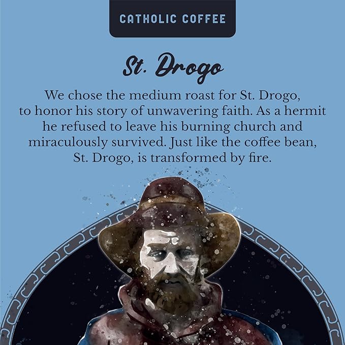 Catholic Coffee St. Drogo | Ethiopian Medium Roast Whole Bean Coffee – Dark Chocolate & Berry Notes | 12oz Bag – Catholic Gift for Coffee Lovers