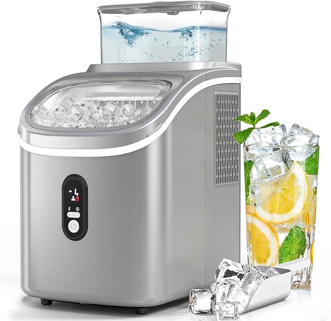 Countertop Ice Cube Maker Machine with External Water Tank,16Pcs/5Mins,34Lbs/Day,2 Ways to Add Water,Portable Compact Small Ice Maker with Self-Cleaning,Perfect for Home/Kitchen/Camping/RV