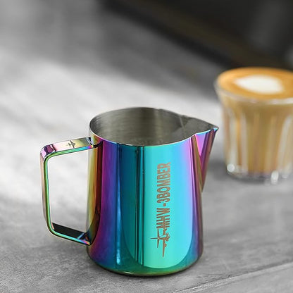 MHW-3BOMBER Milk Frothing Pitcher 16.9oz/500ml Latte Art Pitcher Stainless Steel Espresso Steaming Pitcher Colorful Barista Milk Jug P5911C-OS