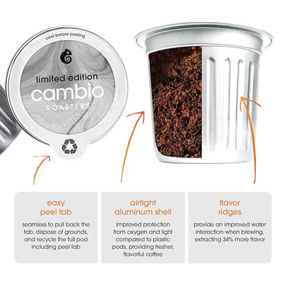 CAMBIO ROASTERS Pumpkin Spice Coffee Pods – Small Batch Medium Roast 100% Arabica Coffee Pod, Recyclable in Aluminum Pods – Keurig-Compatible, 10 Count