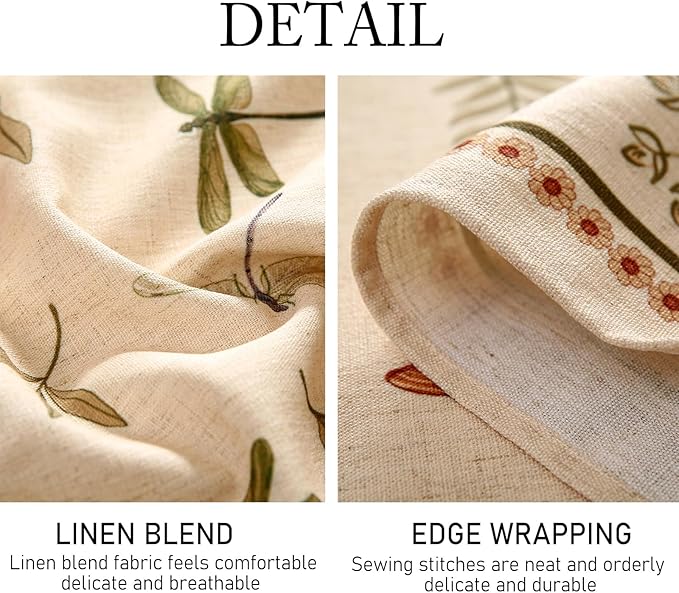 Designer Floral Linen Long Rectangle Tablecloth,French Off White Elegant Table Cloth,Washable Home Decor Tablecloths for Dining Thanksgiving Kitchen Christmas,63"*94"-Grace B