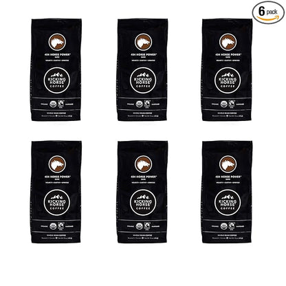 Kicking Horse Coffee, 454 Horse Power, Dark Roast, Whole Bean, 10 oz - Certified Organic, Fairtrade, Kosher Coffee 10 Ounce (Pack of 6)