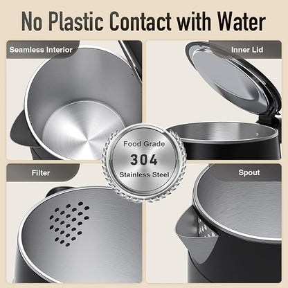 Mecity Electric Kettle Touch Screen Temperature Control Water Boiler, No Plastic Contact with Water. 6 Preset Temperature Programs, 2 Hours Keep Warm, 1.7 Liter Dark Grey