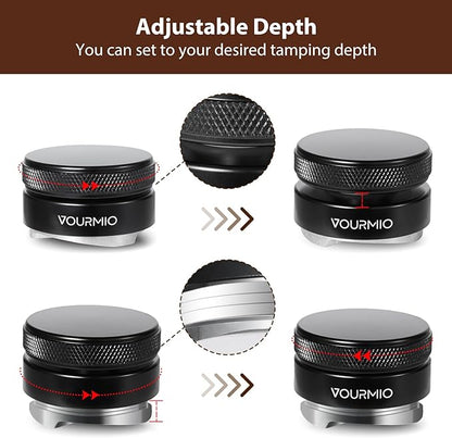 53mm Coffee Distributor - Adjustable Depth Stainless Steel Base Espresso Distribution Tool, Compatible with Breville 54mm Portafilter, Professional Barista Espresso Accessories