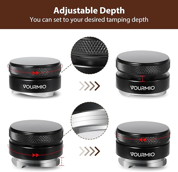 53mm Coffee Distributor - Adjustable Depth Stainless Steel Base Espresso Distribution Tool, Compatible with Breville 54mm Portafilter, Professional Barista Espresso Accessories