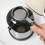 Load image into Gallery viewer, Coffee Grounds Knock Box, Small Stainless Steel Espresso Coffee Knock Box, Coffee Grind Knock Out Box with Removable Knock Bar and Coffee Brush, Coffee Grounds Container with Non-Slip Base