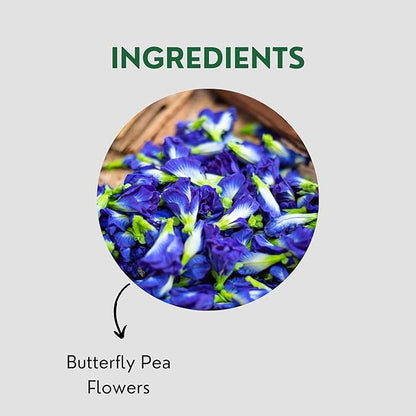 Tealeaf & Co. Butterfly Pea Herbal Tea Bags Blended with Fresh Herbs - Herbal Tea with Butterfly Pea Flower - Contains Low Caffeine - Gluten Free - 50Teabags (3.52oz/100gm)