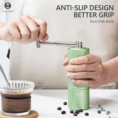 TIMEMORE Manual Coffee Grinder Chestnut C3 ESP Pro, Hand Coffee Grinder, Stainless Steel S2C Conical Burr Coffee Grinder with Foldable Handle, Adjustable Grind Setting for Espresso - Green