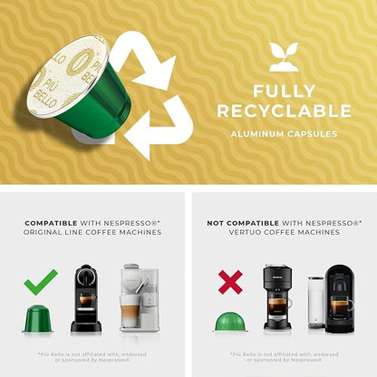 Piu Bello Espresso Coffee Pods for Nespresso Original Machines – Light Roast Variety Pack – 3 Flavors: Chocolate, Nuts, Sweet Caramel – Rich & Balanced Taste – Kosher Certified (3-Flavor Multipack, 120 Count)