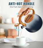 Load image into Gallery viewer, tea kettle stovetop, Loud Whistling kettle for Boiling Water Coffee or Milk, 3.2 Quart Heavy stainless steel tea kettle with Wood Pattern Handle, Gas Electric Applicable - Black &amp; white