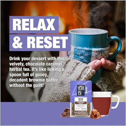 Tiesta Tea - Brownie Batter, Loose Leaf, Chocolate Caramel Herbal Tea, Non-Caffeinated Herbal Drink, Makes Hot or Iced Up to 20-25 Cups, 3oz Resealable Pouch