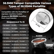 IKAPE Coffee Products, 58mm Coffee Distributor & Hand Tamper, Adjustable Depth Espresso Distributor Fits All 58mm Espresso Portafilter, Compatible with Rancilio, Gaggia Bottomless Portafilter (White)