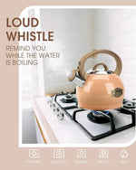 Load image into Gallery viewer, Tea Kettle Stovetop, 2.1 Quart Stove Top Whistling Tea Kettle, Teapot Kettles with Food Grade Stainless Steel and Wood Pattern Folding Handle, Suitable for All Heat Sources
