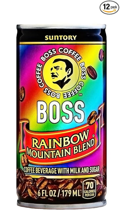 BOSS Coffee by Suntory – Rainbow Mountain Blend Japanese Flash Brew Coffee, 6oz 12 Pack, Imported from Japan, Espresso Doubleshot, Ready to Drink, Contains Milk, No Gluten