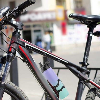 DOMICARE Insulated Water Bottle, 22 oz Vacuum Insulated Stainless Steel Reusable Sports Bottle with Straw Lid & Spout Lid for Travel, Camping, Bike, Leakproof, Purple/Green, 1 Pack