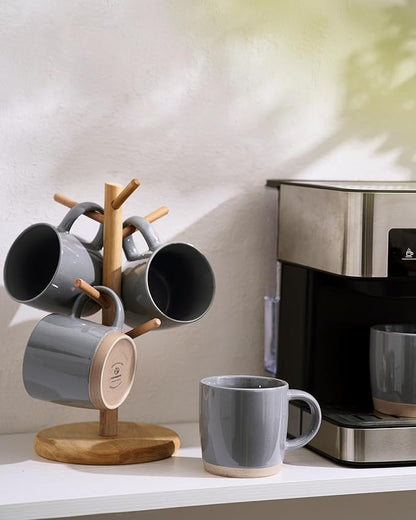 famiware Coffee Mugs for 6, 12 oz Mug Set, Dringking Cup with Handle for Coffee, Tea, Cocoa, Milk, Milkyway serise, Dark Gray