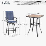 Load image into Gallery viewer, PHI VILLA 3Pcs Outdoor Swivel Bar Stools Set, Bar Height Patio Table and Chairs with All Weather Textilene Fabric, Pub Bar Bistro Tall Furniture Set for Outdoor, Blue