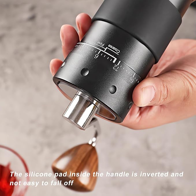 Manual Coffee Grinder Seven Star Mill Stainless Steel Mill, transparent lid Coffee Grinder with Outside Adjustable Grind Settings Portable with Magnetic Bean Compartment(Black)