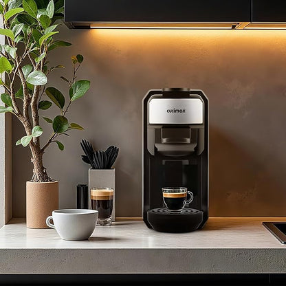 CUSIMAX Single Serve Coffee Machine for K Cup and Nespresso Pods, Fast Brew One Cup Coffee Maker, Customizable Brewing Sizes, Stainless Steel Espresso Machine with 20oz Remevable Water Tank
