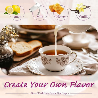 WT WEETEE Decaf Earl Grey Tea Bags, 100 Count CO2-Decaffeinated Black Tea Flavored with Bergamot Orange, Smooth & Refreshing, Drink All Day