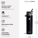 Load image into Gallery viewer, Hydro Flask Water Bottle - Insulated Stainless Steel - Wide Straw Lid, Non Spill, Leakproof in 24 Oz White