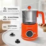 Load image into Gallery viewer, Stainless Steel Milk Frother for Coffee, 3-in-1 Electric Milk Warmer &amp; Foam Maker, 12oz Hot Cold Frothing, Thick Foam for Macchiatos, Cappuccinos (Orange)