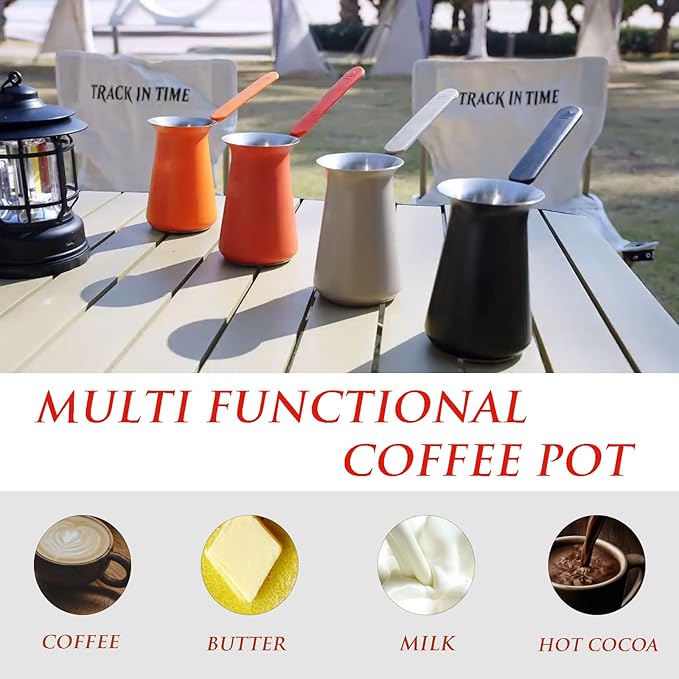 Turkish Coffee Pot - Coffee Maker, Briki Greek Turkish Pot, Arabic Tea Pot, Cezve/Ibrik Coffee Pot for Stovetop(400 ml,Serves 5)