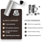 Load image into Gallery viewer, Manual Coffee Grinder by Alpaca Ventures - Stainless Steel Conical Burr Coffee Grinder Manual with Adjustable Setting Double Bearing Hand Espresso Grinder Perfect for Home, Office and Camping