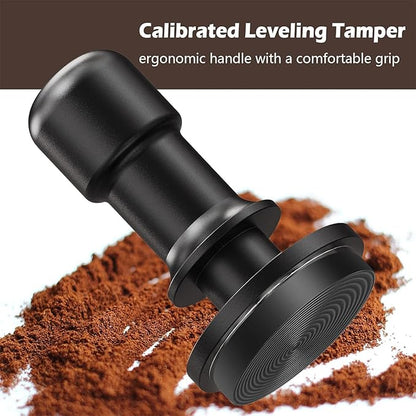 PUSEE 51mm Espresso Coffee Tamper,Premium Calibrated Espresso Tamper 30lb Coffee Tamper with Spring Loaded,Titanium Ripple Plating Base Ground Tamper for Barista Home Coffee Espresso Accessories