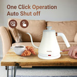 Load image into Gallery viewer, Mecity Electric Kettle Stainless Steel Gooseneck Water Kettle Water Boiler for Pour Over Coffee Fast Heating, Auto Shut Off, 27 fl oz, 1000W, Milk White