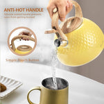 Load image into Gallery viewer, harriet Tea Kettle, Tea Pot for Stovetop, 2.5QT Whistling Kettle with 5-Layers bottom, Food Grade Stainless Steel Kettles with Hot-Resistant Handle Gas Electric Applicable, Yellow