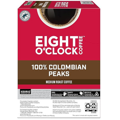 Eight O'Clock Coffee Colombian Peaks, Single-Serve Keurig K-Cup Pods, Medium Roast Coffee, 24 Count