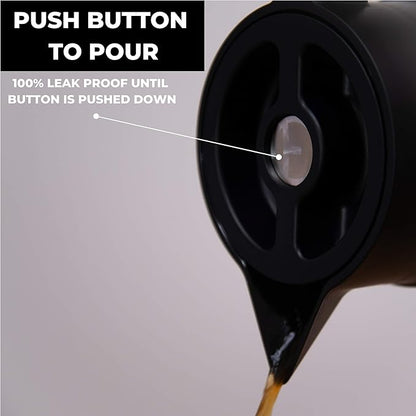 HASTINGS 68 Oz Pour Over Coffee Maker Set with Double Layer Reusable Stainless Steel Filter 8-Cup and Wood Handle - Dual Wall Heat Resistant Drip Coffee Brewer, Pour Over Coffee Dripper Carafe, Black